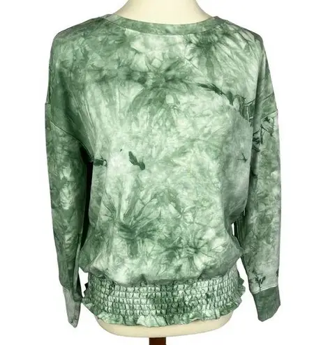 Nine West NEW  Green Tie Dye Smocked Hem Pullover Sweatshirt Women’s Medium