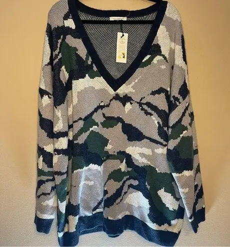 Treasure & Bond oversized camo print sweater in a size 3X