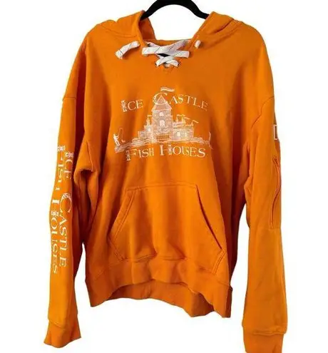 Ice Castle Fish House Orange Pullover Fleece Lined Hoodie Sweatshirt Women’s 2XL Size 2X