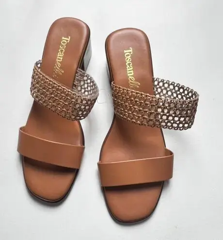 TOSCANELLA Women's Tan Made In Italy Gaucho Raffia Heeled Sandals Sz 9 Brown