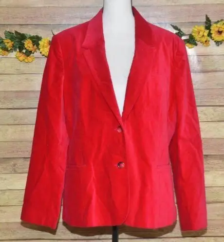 Vintage Womens 20 Red Velvet Double Button Blazer Jacket Holiday Party Christmas Size undefined