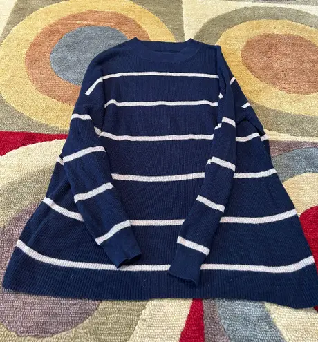 American Eagle Outfitters Jegging Fit Navy Blue Stripe Mock Neck Sweater Small