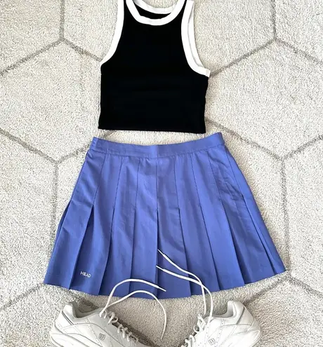 Head Vintage Pleated Tennis Skirt Blue Logo Detail Preppy Country Club