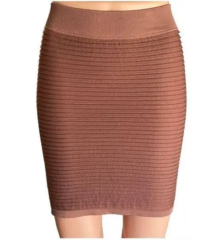 Aura Short Brown Ribbed Activewear Athleisure Mini Skirt ~ Women's Size S/M