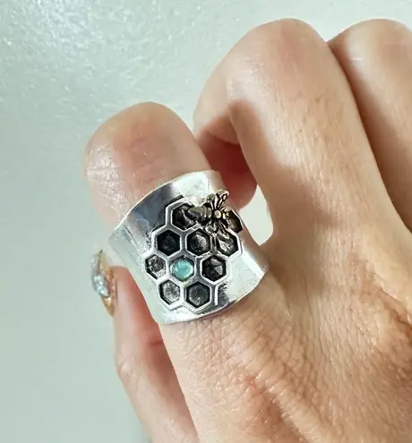 NWOT Honeycomb bee Ring for Women,Silver Coated/Thumb Ring,Boho Ring Jewelry