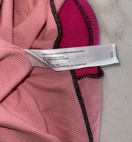 Eloquii New Anya Patchwork Colorblock Bodycon Dress in Pink & Orange