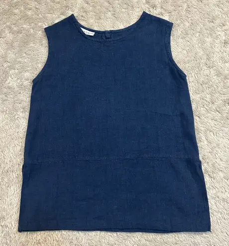 Bryn Walker Linen Women's Dark Wash Denim Sleeveless Top Dark Blue