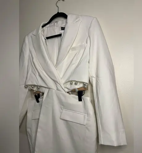 Lavish Lice Lavish Alice White Pearl Cut-Out Blazer Dress Size 10 Bridal Bachelorette NWT