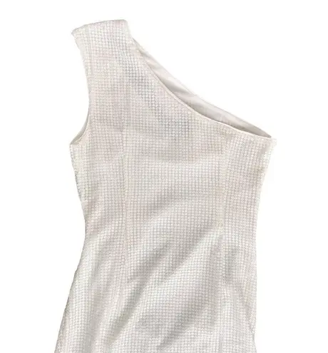 Michael Costello x Revolve White Sequin One Shoulder Dress Sz M