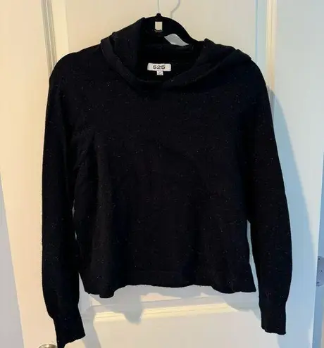 525 AMERICA Black Long Sleeve Cropped Hoodie with Sparkles | M Size M