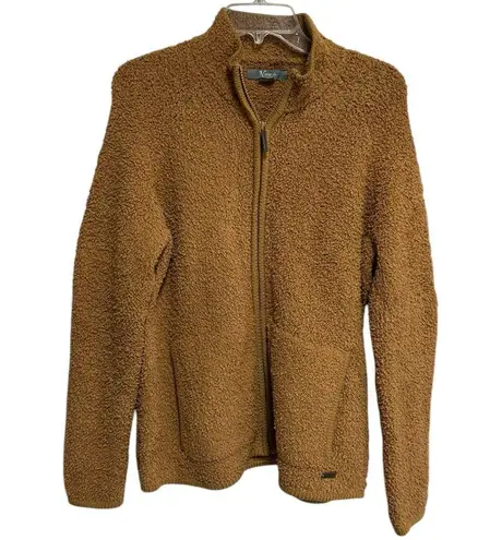 Natural Reflections Textured Full Zip Cardigan Jacket golden brown Size L NEW