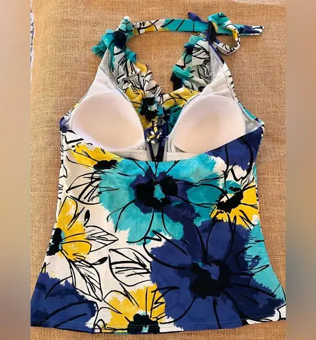 Tankini Swim Top Floral Halter Neck Top