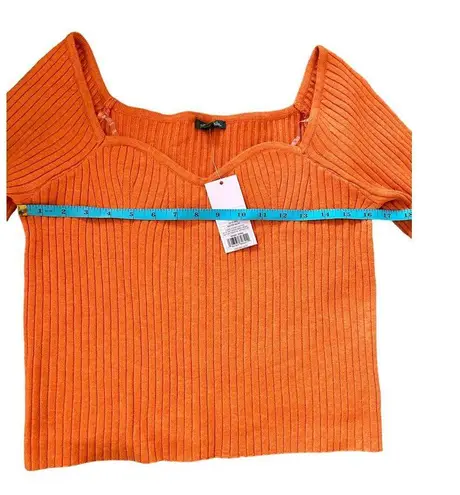 Wild Fable NWT  Crop Sweater Pullover Sweetheart Neck Long Sleeve Orange Size XL
