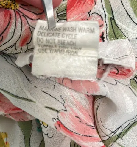 Vintage Floral tie front sheer blouses size 14 White