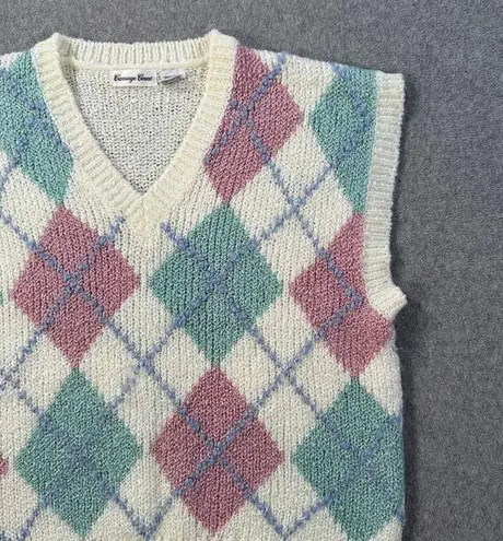 Vintage Carriage Court Pastel Argyle Sweater Vest Pink Green White Size Small