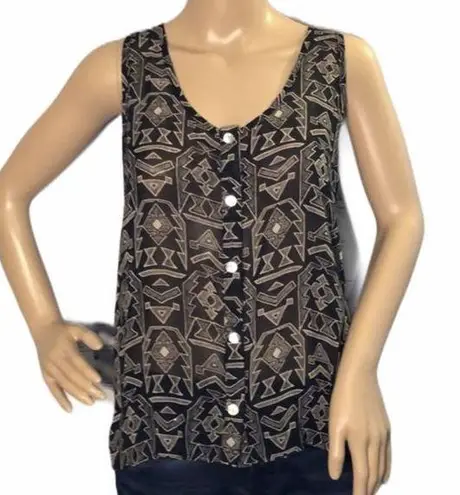 B Jewel B. Jewel Semi-Sheer Tank Top Lace Inset M