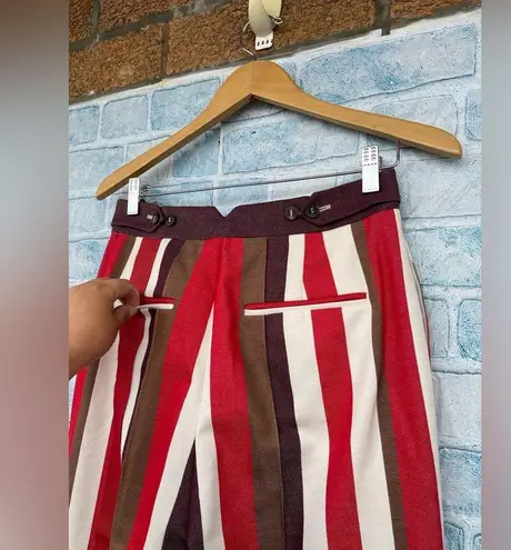 FRENKEN red cotton wool blend graphic stripe wide leg pants size 36/6