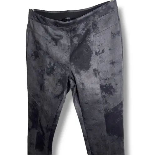 Tahari Faux Suede Leather Leggings Charcoal Gray and Black Tie Dye Size Medium