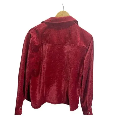 Christopher & Banks L Red Suede Snap up Jacket shirt shacket WASHABLE lined