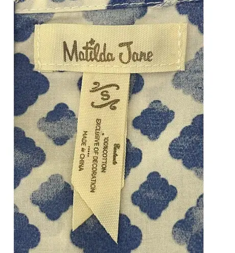 Matilda Jane Adventure Begins Womens Wandering Waters Top Blue Smocked Small