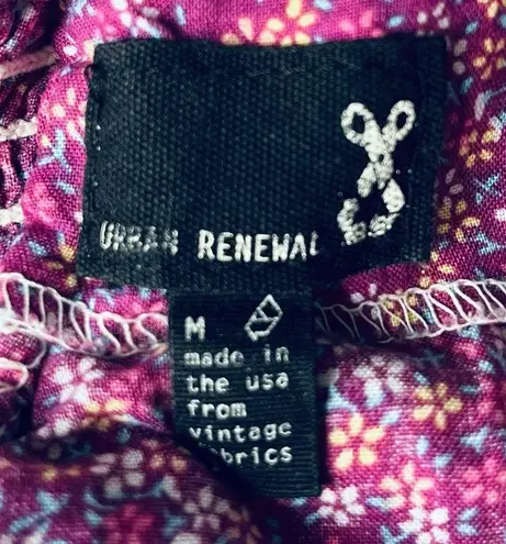 Urban Renewal Floral Front Zipper Crop Top Purple Size Medium