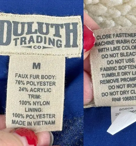 Duluth Women's Sherpa Blue Cream Colorblock Full Zip Jacket Medium Item 85806