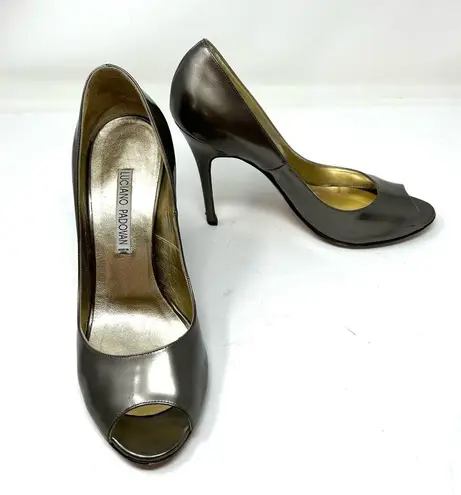 LUCIANO PADOVAN bronze peep toe heels, made in Italy, size 40