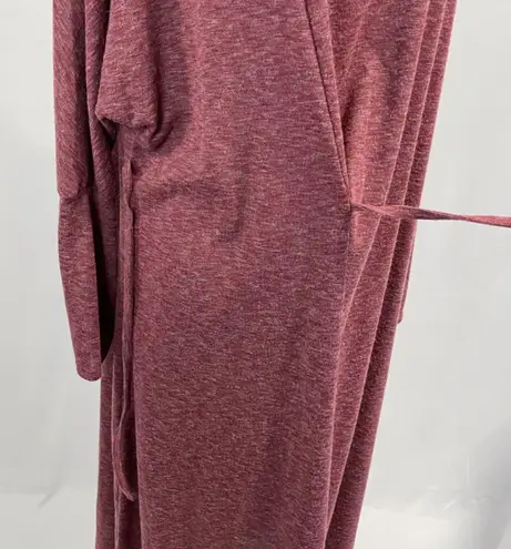 Caslon New Soft Knit Long Sleeve Side Tie Midi Dress Red Heather Size Small