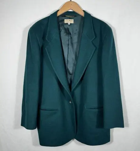 LL Bean Women's Green Wool & Cashmere Single Button Jacket USA Made 18P Size 16P