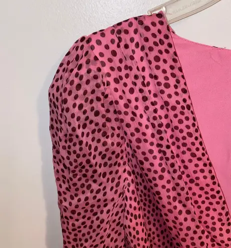 Bailey44 NWT $238 Bailey 44 Juniper Pink Ruffle Polka Surplice Neck Dot-Print Dress 4