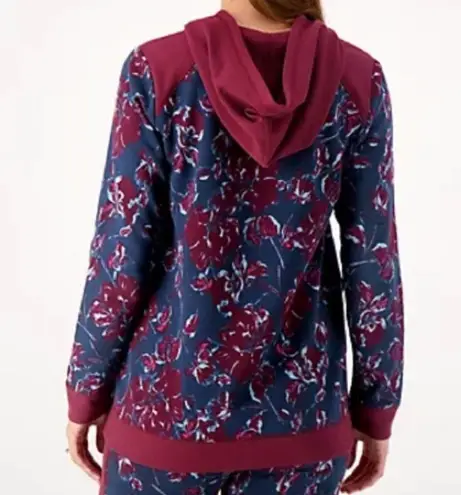 LOGO By Lori Goldstein LOGO Lounge Lori Goldstein floral zip front hooded sweatshirt jacket NWOT