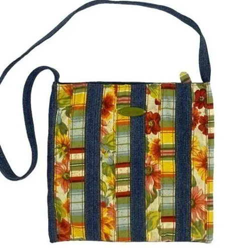 Longaberger Denim and Flowers Striped Shoulder Bag Collector’s Item