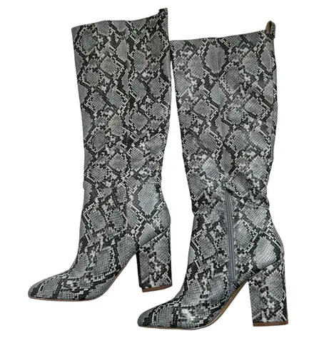 Steve Madden Satellite Snake Skin Knee High Heeled Boots sz 9.5M