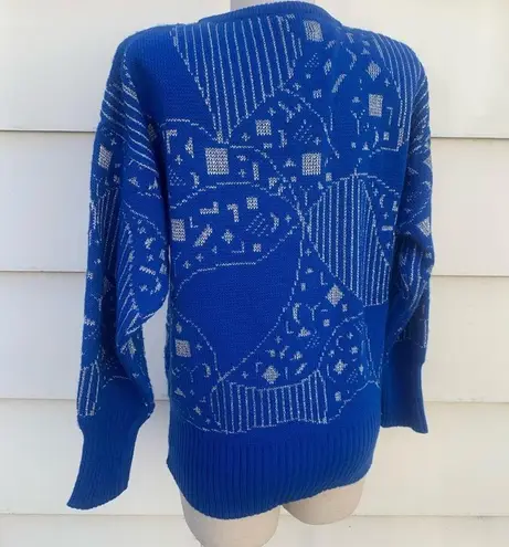 Vintage 90s blue abstract geometric sweater MEDIUM?