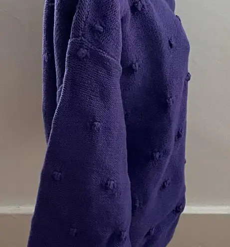 Vintage Beldoch Popper purple cable knit popcorn stitch pattern cropped sweater