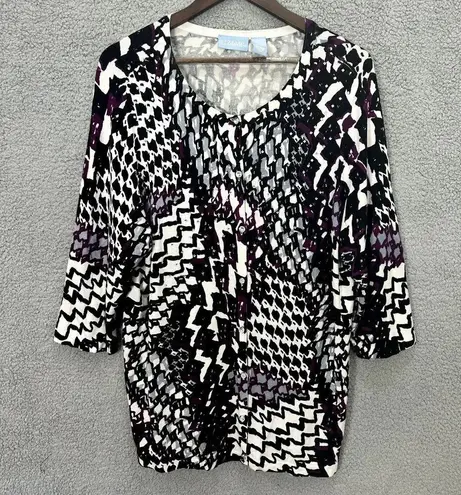 Liz & me cardigan womens 1X geometric rhinestone jewel button whimsigoth artsy Purple