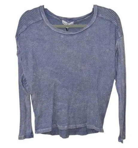 Red Haute BLUE WAFFLE KNIT LIGHTWEIGHT PULLOVER TOP SMALL