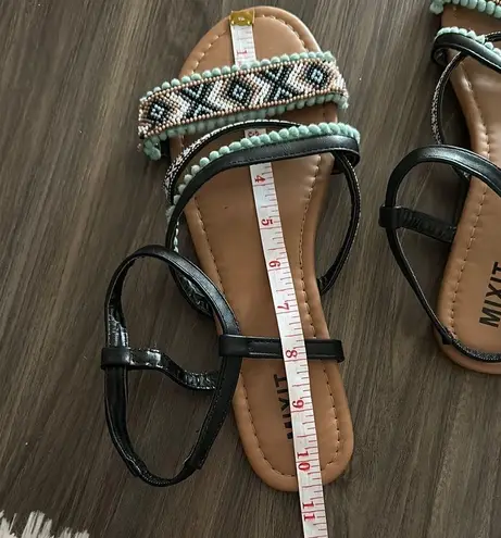 Mixit Mix No. 6 Black and Mint Beaded Sandals