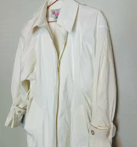 Vintage 80s TOTES White Rain Long Sleeves Jacket Button Front Trench Coat Size 8