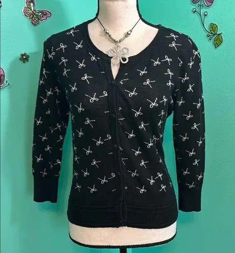 Downeast vintage Cardigan Sweater with Scissor Pattern