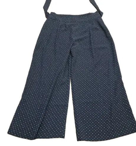 Whistles Wide Leg Crop Pants Polka Dot Tie Waist Blue Size 6
