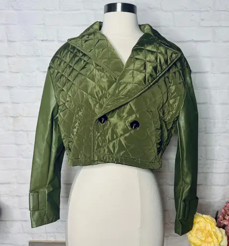 Boutique NEW Leather Quilted Cropped Jacket