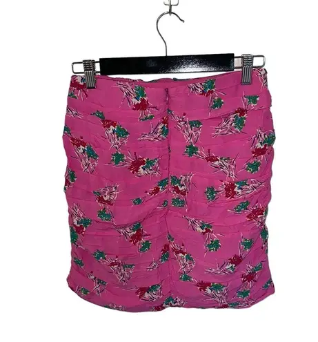 ZARA  Mini Skirt Rouched Floral Barbiecore Hot Pink Size Small