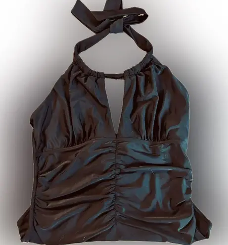 Tropical Escape 🏖️ Women's Black High Neck Halter Swimsuit Size Large