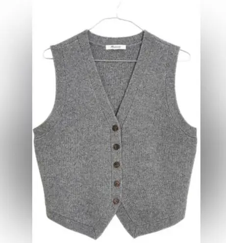 Madewell  V-Neck Button-Front wool blend Sweater Vest Medium