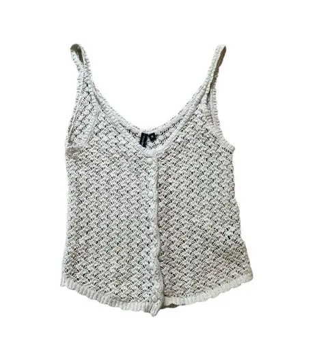 moon&madison Cream Moon & Madison Crochet Cropped Tank Top