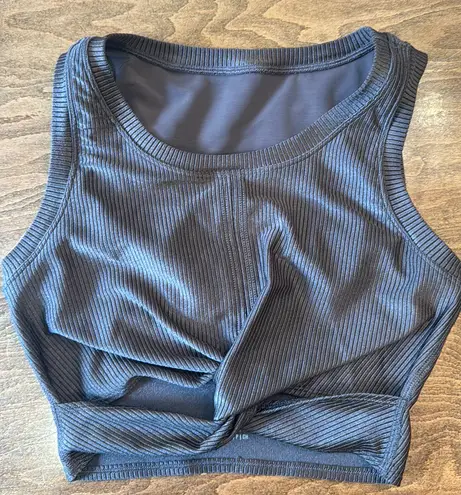 Aerie Offline Ribbed Shine Twist Front Sports Bra Brown Small