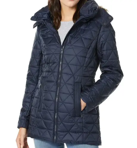 Marc New York by Andrew Marc Chevron Quilted Down Jacket w/ Removable Hood SMALL