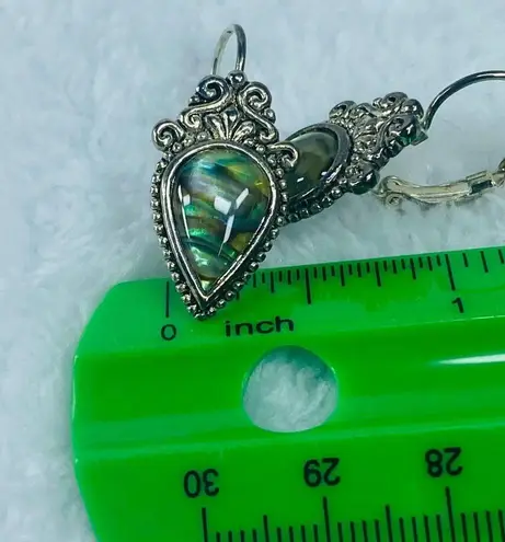 Multicolor Abalone Shell Pierced Earrings in Silver Tone Metal