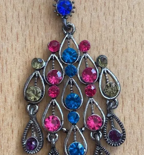 Colorful Chandelier Drop Earrings with French Hooks Pink